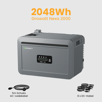 Batterie solaire de balcon Growatt NEXA 2000 avec protection IP66, 40 Ah, 2 kWh, LiFePO4, micro-onduleur 800 W, stockage et fonction Plug-and-Play