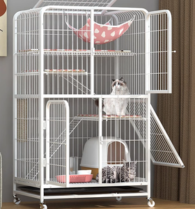 Huishoudelijke Massief Ijzeren Buis Kat Villa Panoramisch Cattery Interieur Luxe 3 Lagen Grote Ruimte Huis Kat Kooi Met Wielen Lade - Product Image 6