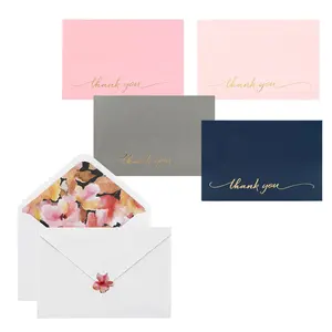 48 Gold Foil Thank You Note Greeting Cards、Bulk Custom Logo WeddingとBusiness Thank You CardsとEnvelopes