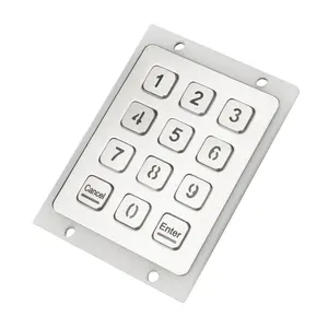 IP65 waterproof small keypad phones 12 keys illuminate silicon rubber button keypad with RS232 interface