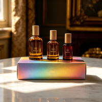 Botol Parfum Kaca Silinder Coklat 30ml/50ml/100ml dengan Cetak Sablon Frosted Mewah, Tutup Bambu, dan Kotak Hadiah yang Dapat Disesuaikan