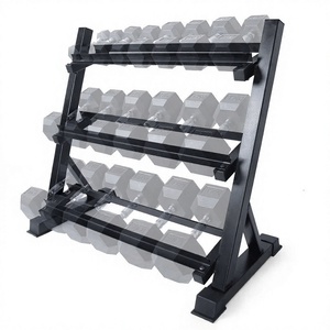 Support de rangement pour haltères en métal à 3 niveaux, robuste, pour la maison et les salles de sport commerciales - Product Image 4
