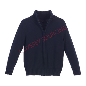 Pull cardigan zippé pour enfant élégant pour l'hiver, 100% coton, look moderne pour l'école et les occasions décontractées - Product Image 2