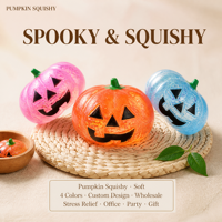 Jouet Squishy Citrouille d'Halloween Doux et Mignon Anti-Stress à Presser avec Gel Pailleté pour Adultes, Adolescents, Décoration de Fête, Cadeau