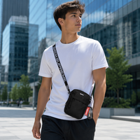 Sac bandoulière messager en toile longue pour homme, personnalisable avec logo brodé, plusieurs couleurs, tendance