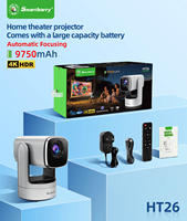 Projecteur intelligent Android 9 HT26, prise en charge 2K, luminosité élevée 200 ANSI, WiFi6 portable, batterie intégrée, haut-parleurs, cinéma à domicile et extérieur