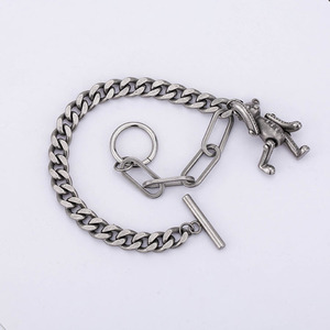 Hip Hop Creative <b>Chain</b> Teddy Bear <b>Titanium</b> Steel Bracelet Cartoon Bear Pendant Rotating Joints Gift Jewelry - Product Image 2