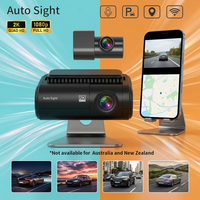 Caméra de tableau de bord Auto Sight T2 Mini double objectif 2K avant avec Wi-Fi, GPS, contrôle par application, vision nocturne, surveillance de stationnement, enregistrement en boucle, carte SD