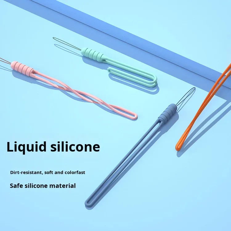 Wholesale Unisex Silicone Mobile Phone Lanyard & Headphone Case Accessories Liquid Silicone Wrist Strap Logo Printing Available