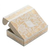 Boîte d'expédition en carton ondulé personnalisée couleur crème avec imprimé botanique pêche pour l'emballage de thé et de cadeaux, présentation en magasin, vente en gros et en vrac