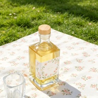 Bouteille en verre gravée de 250 ml, de qualité alimentaire, écologique et recyclable, pour le stockage de whisky et de vin, avec bouchon en liège
