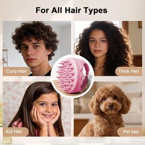 Women's Round <b>Scalp</b> Scrubber Hairbrush with Cushioned Silicone Bristles ABS Handle Custom Logo Hair Growth Exfoliator Vent <b>Brush</b> - Product Image 6