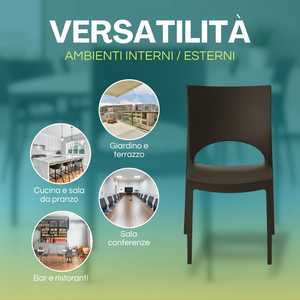 Grandsoleil Sedie da Giardino in Polipropilene Antracite 47x51x80 Cm Impilabili per Esterni - Product Image 5