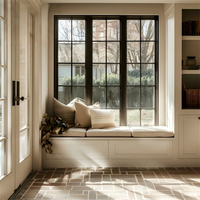Ventanas de Aluminio con Diseño Francés a Precio de Fábrica, Ventana de Vidrio con Rejilla y Aislamiento Térmico