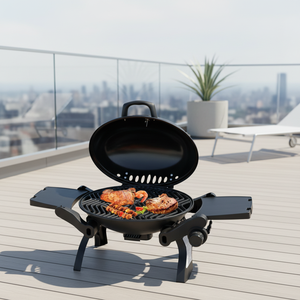 Barbecue électrique de luxe moderne de style coréen en acier premium avec chariot et fonction fumoir - Product Image 1
