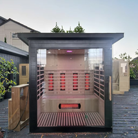 Sauna inframerah luar ruangan-3-4 orang, Cedar Kanada, EMF rendah, terapi cahaya merah termasuk