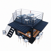 Conteneur habitable pop-up mini de 10 pieds à deux étages avec kiosque à café et bar, idéal pour bureau, stand ou bar