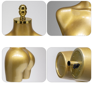 Mannequin de couture demi-corps moderne pour femme, grande taille, réglable, en PP, avec bras mobiles dorés, <span class=keywords><strong>pose</strong></span> debout, pour présentation de perruques et chapeaux - Product Image 5