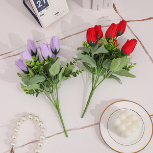 Handmade 7-Head Rose Bud <b>Artificial</b> <b>Flowers</b> <b>for</b> Small <b>Garden</b> Table Decoration <b>for</b> Valentine's Day Landscaping Materials Florist - Product Image 2