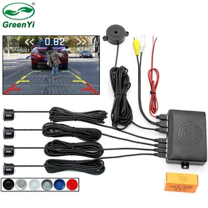 GreenYi-Sensor de estacionamiento de vídeo para coche con 4 sensores, Sensor de asistencia inversa, Detector de Radar de respaldo para sistema de cámara de Monitor