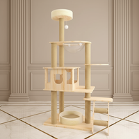 Arbre à chat multifonction classique en bois et lin, grand condo pour chat avec échelle, lit pour chat, design Halloween