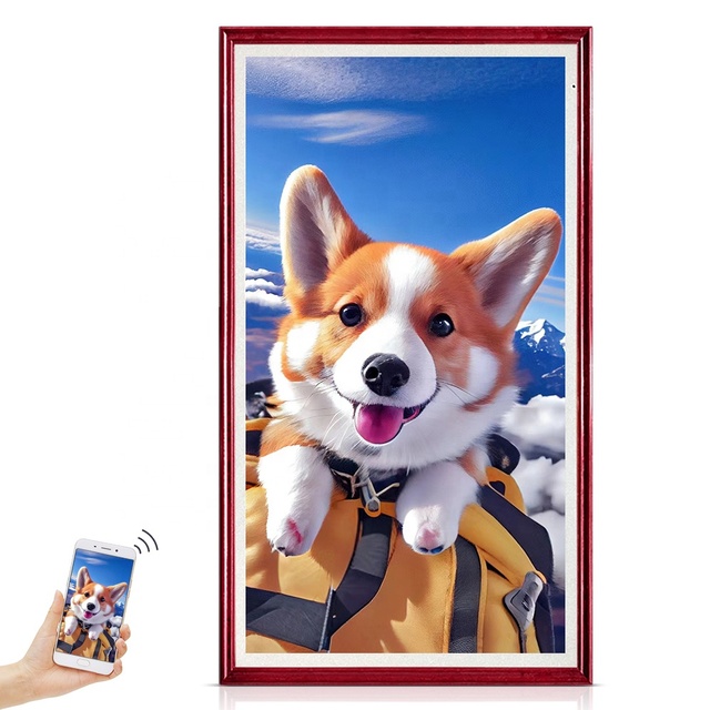 Black White Wooden Digital Photo  Frame with WiFi 21-55 Inch Digital Photo Frame