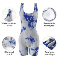 Combinaison de sport tie-dye femmes course Fitness Yoga costume Sexy beau dos sans couture serré rassemblement une pièce Shapewear