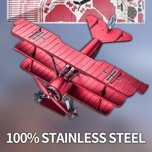 Piceccool fokker <span class=keywords><strong>DR</strong></span>-1 triplane <span class=keywords><strong>DIY</strong></span> 3D เพื่อการศึกษาของเล่นโลหะปริศนาของขวัญคริสต์มาสสำหรับผู้ใหญ่และเด็ก - Product Image 4