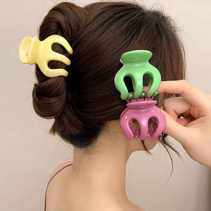 Mini pince à cheveux citrouille de 5 cm, transparente, couleur unie, géométrique, pour la moitié des cheveux, accessoires capillaires - Product Image 1