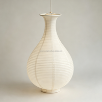 Abat-jour de plafond en papier de riz fait main, nervures denses, style Wabi Sabi, lanterne en papier en forme de vase pour la décoration intérieure, personnalisable