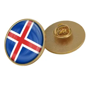 맞춤형 크리에이티브 아이슬란드 국기 시리즈 금도금 철 에나멜 핀 중국과 아이슬란드 국가 친선 옷깃 핀