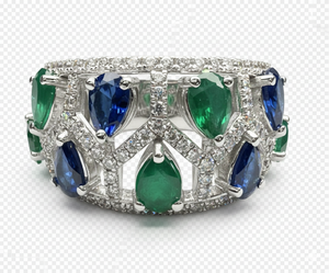925 <b>Silver</b> Multi Gemstone Diamond <b>Ring</b> Blue Sapphire <b>Emerald</b> Style Luxury Designer <b>Ring</b> Wedding Jewelry Statement Band - Product Image 6