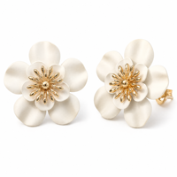 Anting Tusuk Bunga Cantik Berbahan Zirkon dan Mutiara Imitasi untuk Wanita