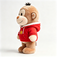 Peluche singe personnalisée en coton PP doux, motif dessin animé, avec sweat à capuche rouge et étoile jaune, adorable jouet en peluche singe
