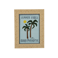 Cadre photo en rotin tressé 13x18cm avec impression Palmiers d'été et Paradis de plage, décoration murale pour la maison, les hôtels et les espaces bord de mer