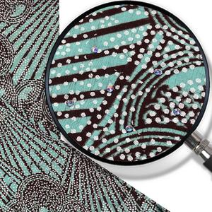 Tissu africain WaxPrint orné de strass Teal Brown Ankara Batik Design 100% coton pour l'artisanat de piste de mode <span class=keywords><strong>Pagne</strong></span> Premium - Product Image 3