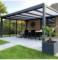 Chinois TOMA arrière-cour murale extérieure en aluminium pergola couverture de toit en métal patio décor verre