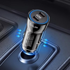 60W PD 3.0 Car Charger Dual Port USB Type C Fast Charging Adapter for Mobile Phone <b>Game</b> Player <b>Smart</b> Watch - Product Image 1