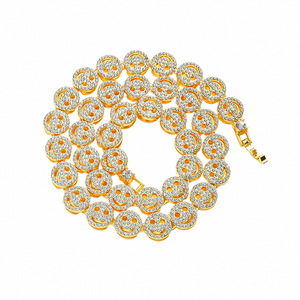 Collar de Cadena Cubana Miami con Incrustaciones de Cristales y Baño de Oro, Estilo Hip Hop <span class=keywords><strong>para</strong></span> <span class=keywords><strong>Hombre</strong></span> - Product Image 1
