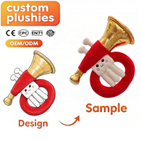 Peluche Corne Française Personnalisée, Jouet en Peluche Instrument de Musique Doux, Vente en Gros OEM ODM, Logo Personnalisé pour Cadeaux Promotionnels de Fête