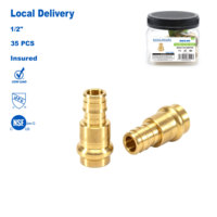 Raccord de transition professionnel en laiton à faible teneur en plomb KING SMART ASTM F1960, 1/2 PEX Barb X 1/2 Press End, livraison gratuite aux États-Unis