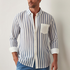 Produttore <span class=keywords><strong>a</strong></span> buon mercato da <span class=keywords><strong>uomo</strong></span> camicie formali <span class=keywords><strong>a</strong></span> <span class=keywords><strong>righe</strong></span> manica corta <span class=keywords><strong>lino</strong></span>/cotone abbottonatura t-shirt di <span class=keywords><strong>lino</strong></span> all'ingrosso - Product Image 6