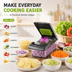Vente en gros d'usine : Accessoires de cuisine – Hachoir manuel multifonctionnel 16 pièces en plastique PP pour légumes, oignons et <span class=keywords><strong>mandoline</strong></span> - Product Image 2
