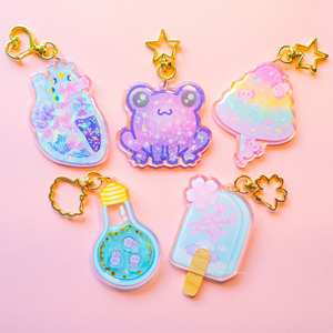 كيرينغ من البلاستيك الشفاف ثلاثي الألوغرام بريق إيبوكسي تصميم مخصص شعار ساحر كيرينغ تشيان - Product Image 1