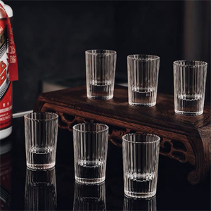 Jugo Agua Beber 15ml Rayas verticales Claro Whisky Vaso de chupito Acanalado Licor Vaso de chupito de vino - Product Image 5