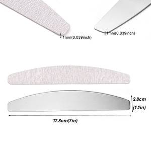 Limas de Repuesto <span class=keywords><strong>para</strong></span> Uñas, Grano 80/100/180/240, Almohadillas de Papel de Lija Gris en Forma de Media Luna con Mango Metálico, Limas Removibles y Duraderas - Product Image 1