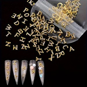 Breloques pour ongles <span class=keywords><strong>Lettre</strong></span> en métal Accessoires 26 pcs/sac Décoration pour ongles <span class=keywords><strong>Lettre</strong></span> à paillettes 3D avec strass - Product Image 4