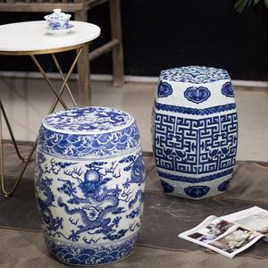 Ghế đôn gốm sứ cổ điển Trung Quốc màu xanh trắng, giá để hoa ban công, đồ trang trí phòng khách, ghế thay giày - Product Image 3
