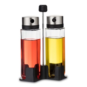 Set botol cuka minyak 300ml, penutup cerat tutup baja nirkarat, tiga pilihan pembuka, penuang dapur bumbu - Product Image 5