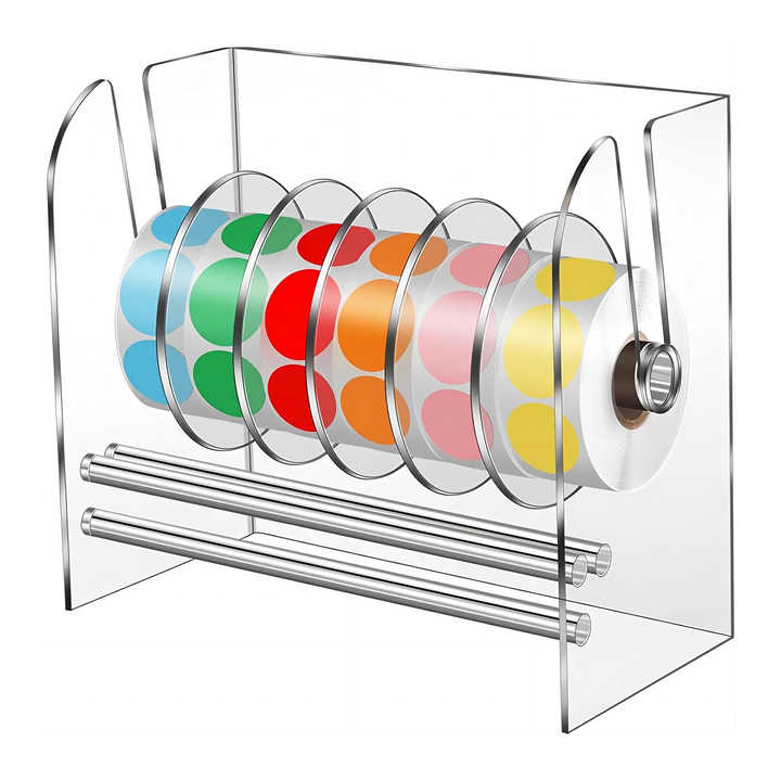 6 Disks Sticker Roll Holder Organizer Adjustable Acrylic Label ...